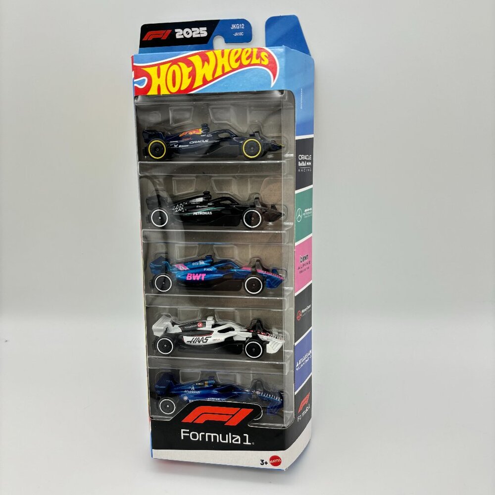 Hot Wheels 5pk 2025 F1 Formula 1: Red Bull / Mercedes / Alpine / Haas / Williams